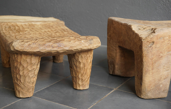 Antique Low Stool, 20"L x 11"W x 7"H