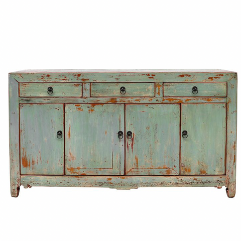 Vintage Cabinet in Faded Green, 60"L x 18"W x 35"D