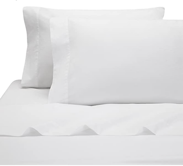 Lorimer Washed Percale Bedding, Duvet Cover & Sheets King, White