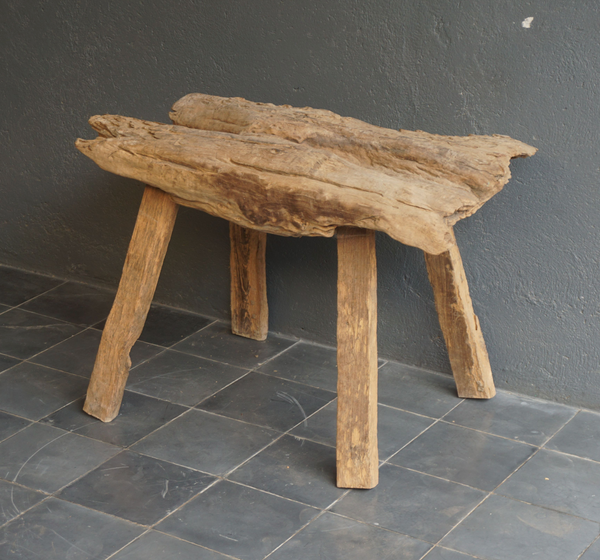 Antique Kampung Stool, 29"L x 19"W x 21"D