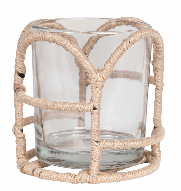 Amine Jute & Metal Votive Holders, Set of 3