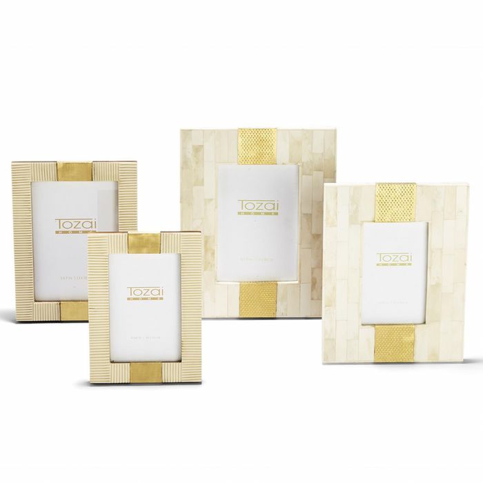 Brass and Beige Photo Frame, 2 Assorted Styles & Sizes