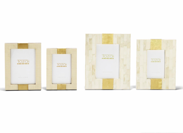 Brass and Beige Photo Frame, 2 Assorted Styles & Sizes