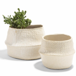 White Weave-Textured Decorative Pot, 2 Sizes