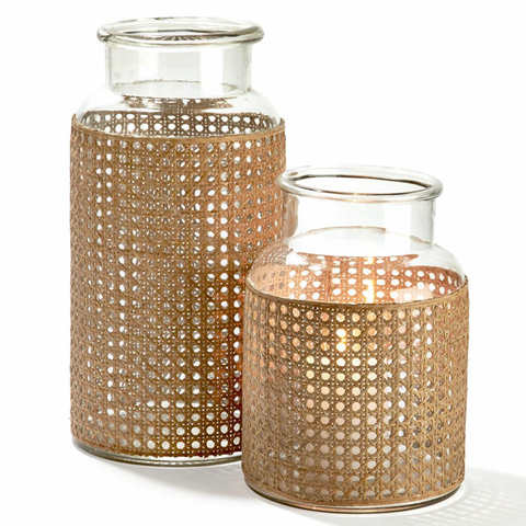 Hand-Crafted Cane Webbing Jar, 2 Sizes