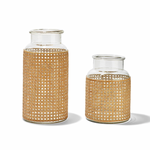 Hand-Crafted Cane Webbing Jar, 2 Sizes
