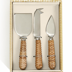 Wicker Weave Cheese Knives, Set of 3