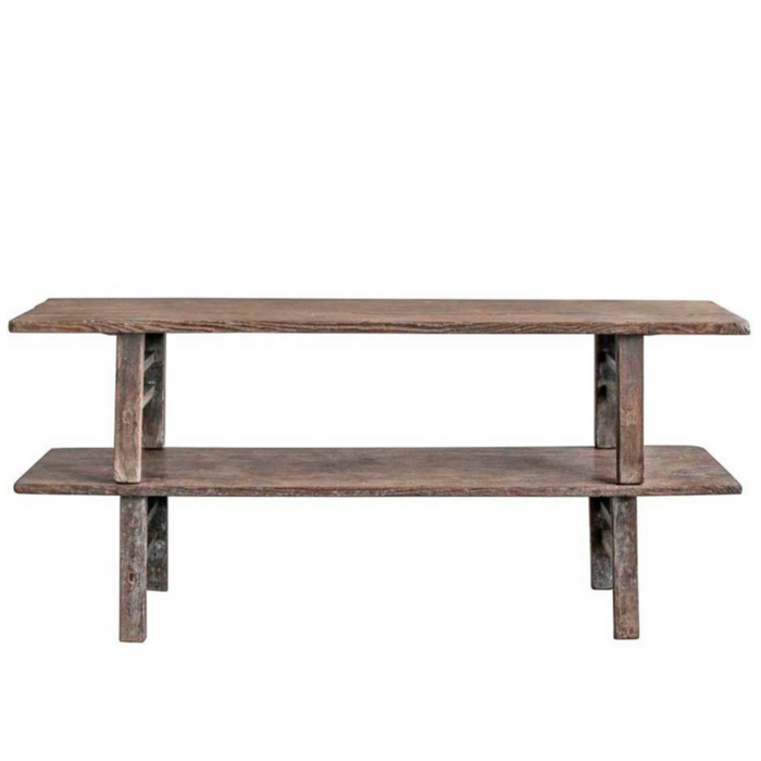 Antique Elm Wide Plank Bench