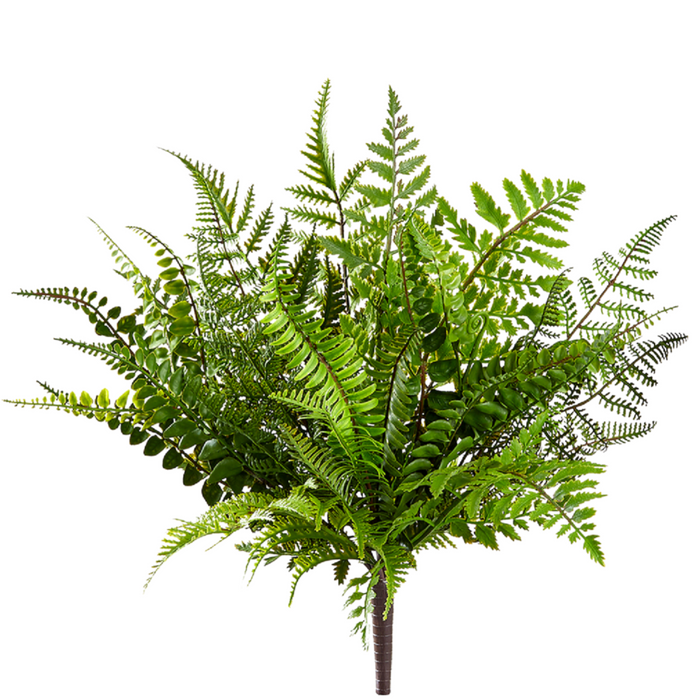 Mixed Fern Bush, Green - 17" (UV Protected)