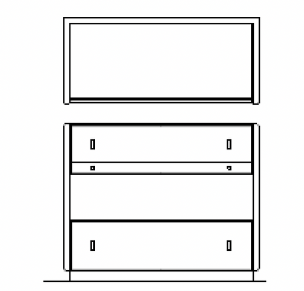 Blanc 2-Drawer Chest, 42"W x 18"D x 32.75"H