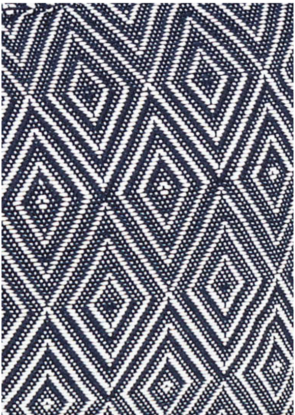 Diamond Indoor / Outdoor Pouf, Navy / White