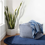 Diamond Indoor / Outdoor Pouf, Navy / White