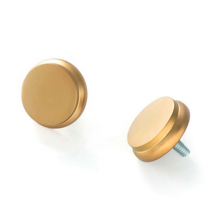 End Cap Finials- Satin Brass, Set of 2