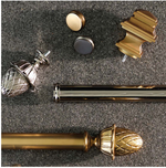 End Cap Finials- Satin Brass, Set of 2