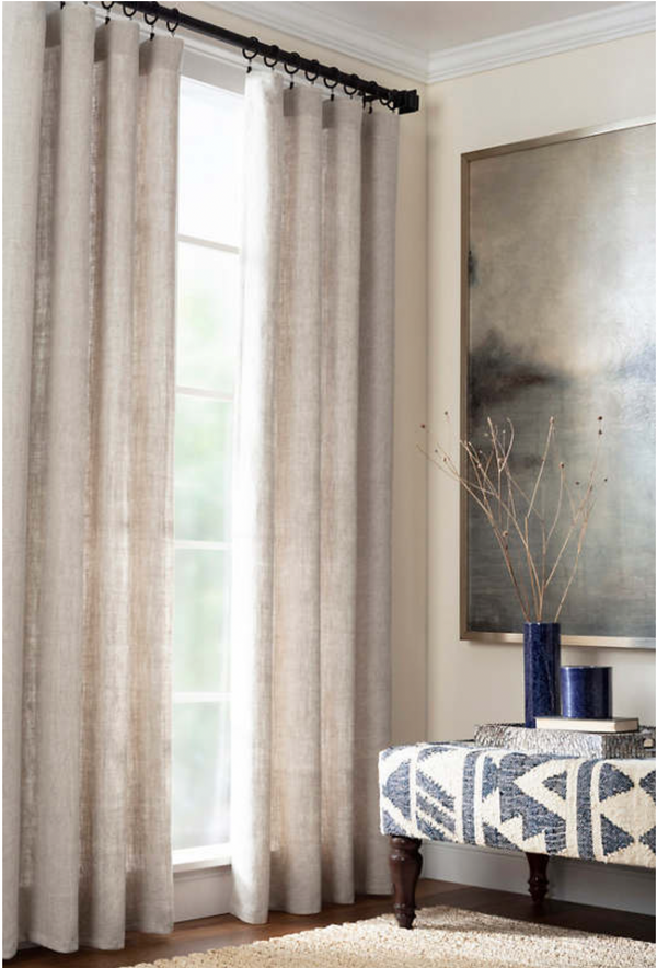 Natural Linen Curtain Panel - Stone Washed, 2 Sizes
