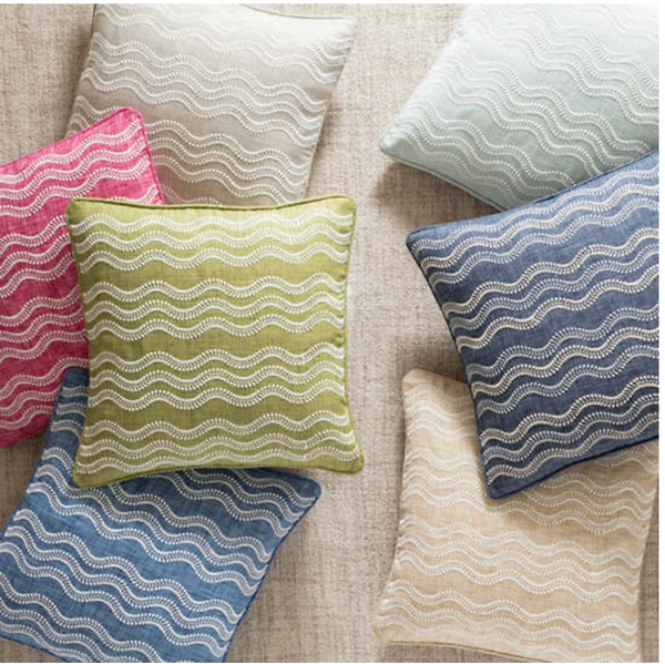 Scout Embroidered Indoor/Outdoor Decorative Pillow - Sky, 20" x 20"