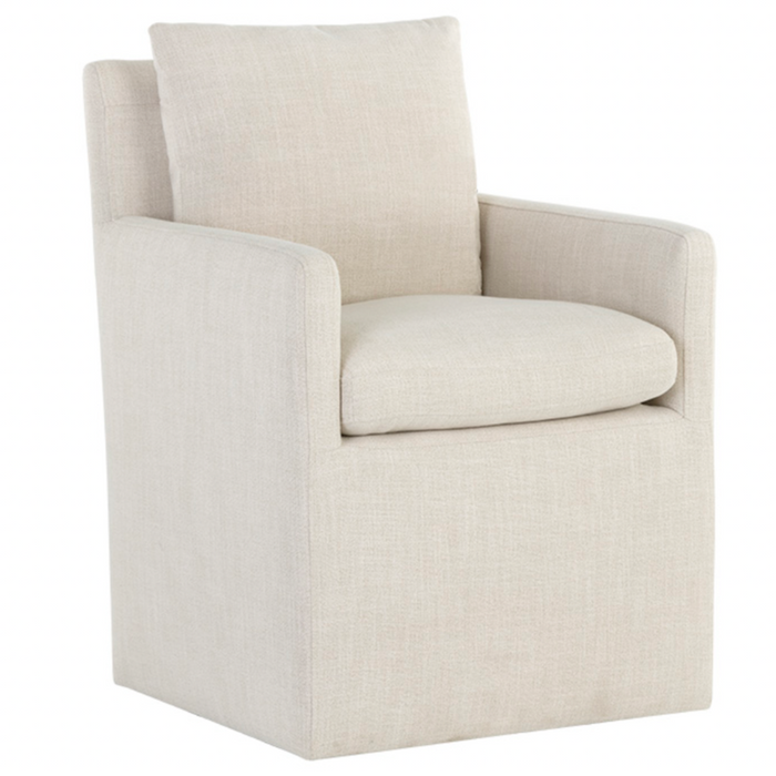 Glenrose Wheeled Dining Armchair, Effie Linen