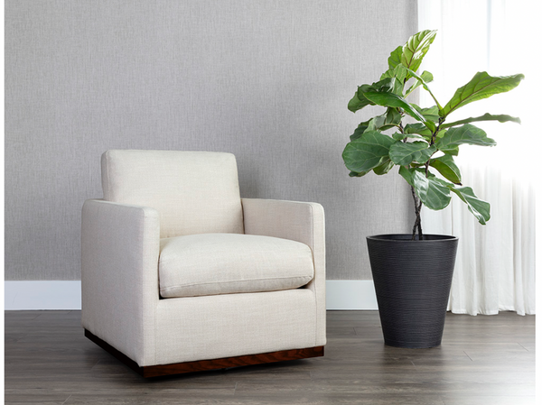 Portman Swivel Lounge Chair, Effie Linen