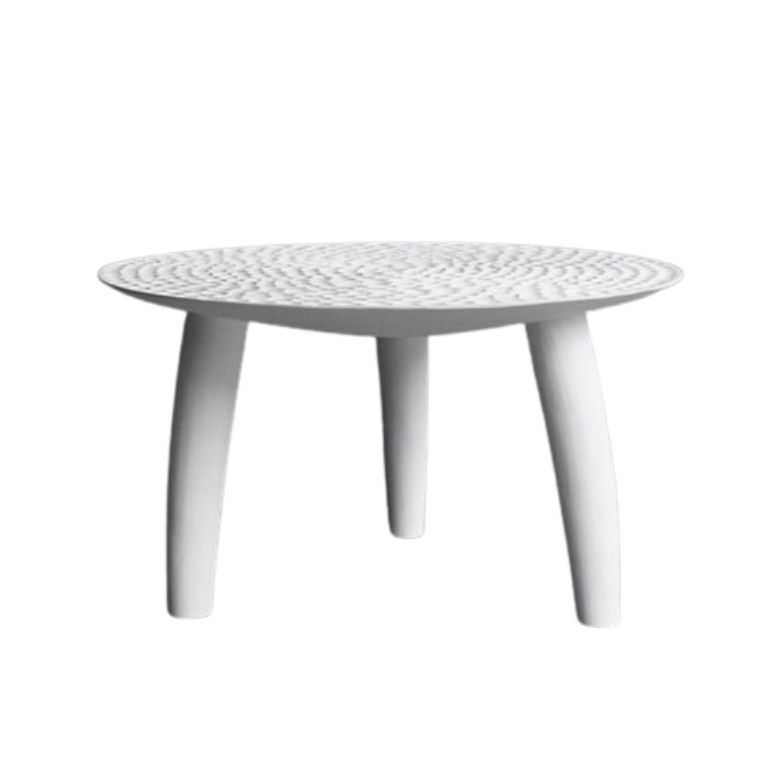 Carved Round Table, White