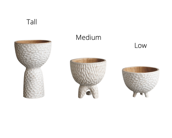 Carved Bubble Teak Bowl, 3 Sizes