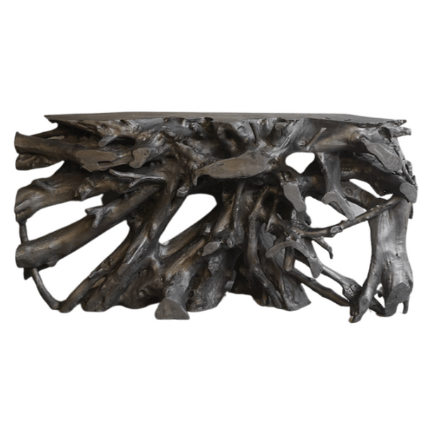 Teak Root Console-Charcoal Finish, 65"L x 18"W x 32"H