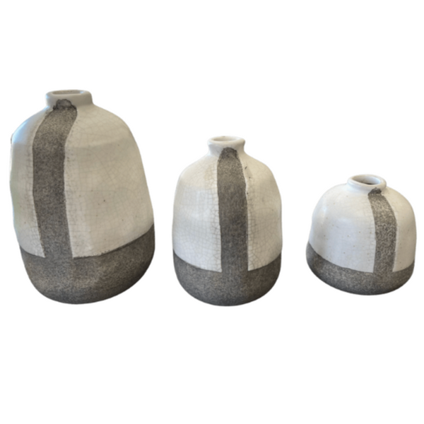 Terra-Cotta Vases, Grey, Set Of 3