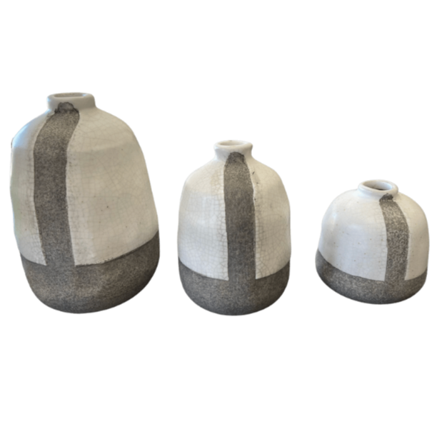 Terra-Cotta Vases, Grey, Set Of 3