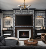 Graphic Two-Tier Chandelier, Antique Brass & Matte White