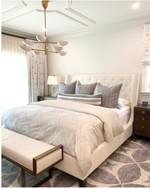 Graphic Two-Tier Chandelier, Antique Brass & Matte White