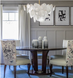 Loire Chandelier - Gild & White Strie Glass