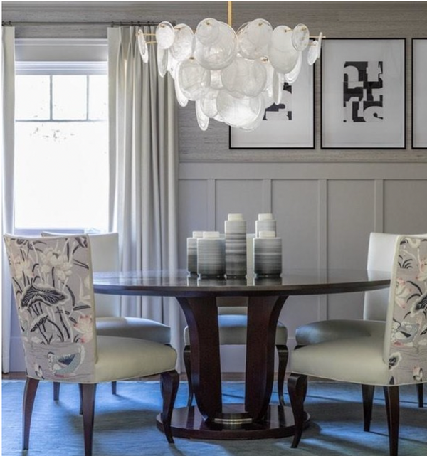 Loire Chandelier - Gild & White Strie Glass