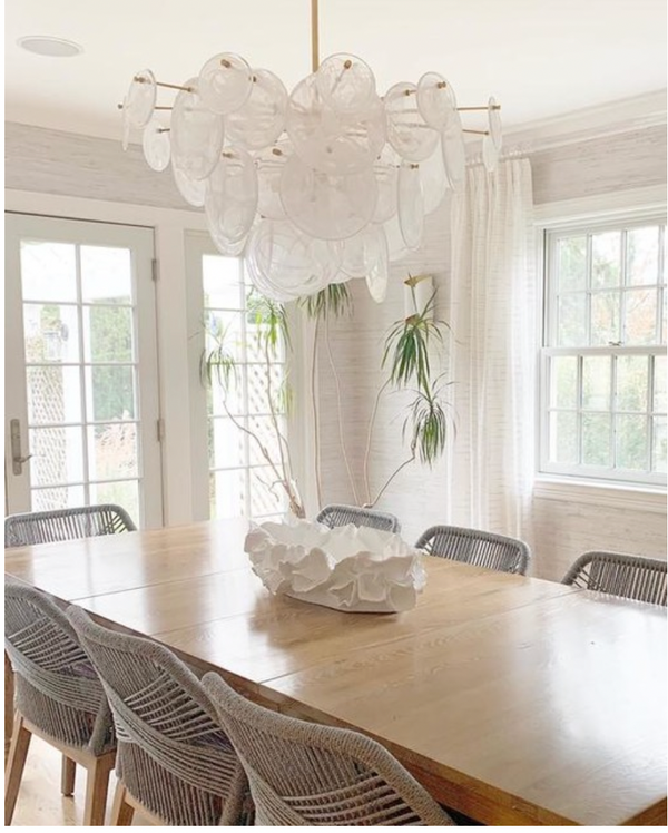 Loire Chandelier - Gild & White Strie Glass