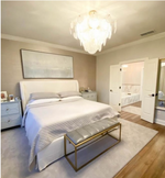 Loire Chandelier - Gild & White Strie Glass