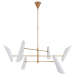 Franca Large Pivoting Chandelier, Antique Brass & White