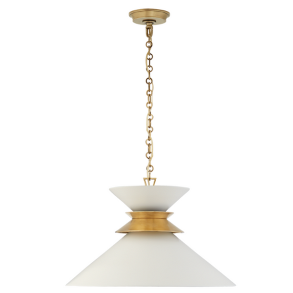 Alborg Stacked Pendant, Antique Burnished Brass & Matte White
