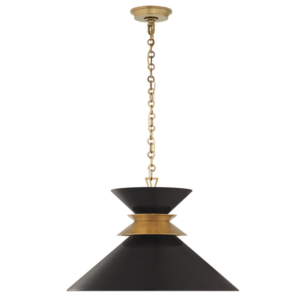 Alborg Stacked Pendant, Antique Burnished Brass & Matte Black