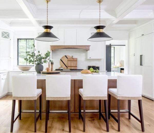 Alborg Stacked Pendant, Antique Burnished Brass & Matte Black