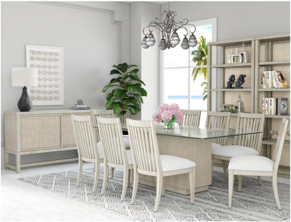 Cotiere Rectangular Dining Table with Glass Top, 82"W x 42"D x 30"H