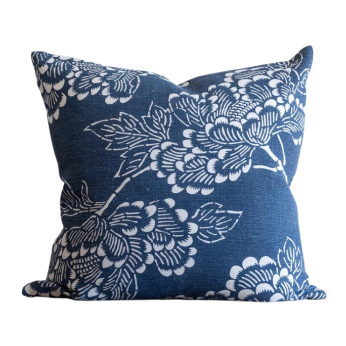 Peony Dark - Denim Blue, 22" x 22"