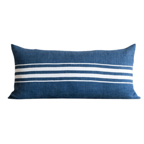 Dark Frenchie Stripe (Lumbar) - Denim Blue, 16" x 32"
