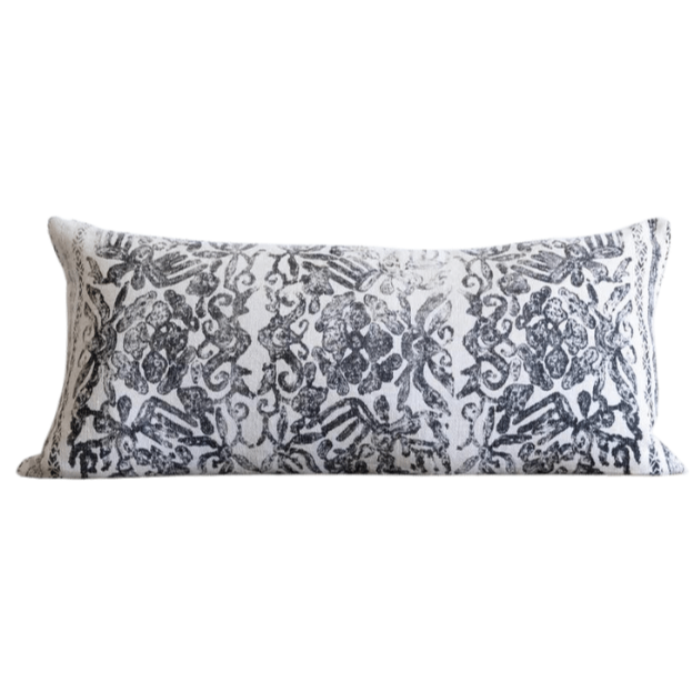 Birds on Taupe (Lumbar) - Charcoal, 16" x 32"