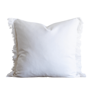 White Fringe Indoor/Outdoor Pillow, 22" x 22"