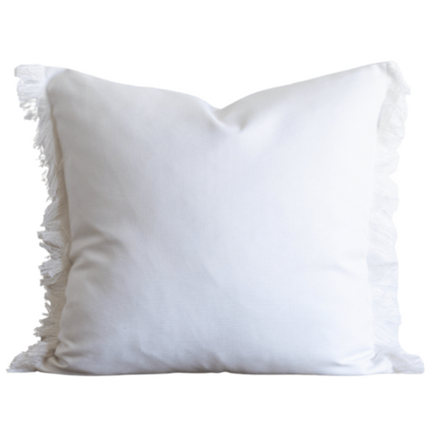 White Fringe Indoor/Outdoor Pillow, 24" x 24"