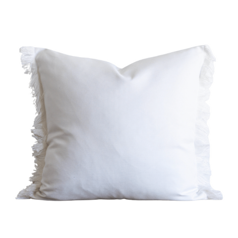White Fringe Indoor/Outdoor Pillow, 22" x 22"