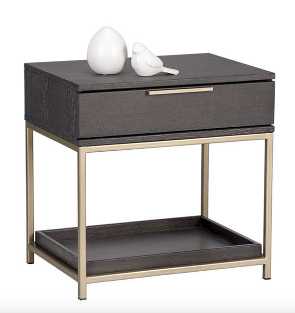 Rebel Petite Nightstand, Gold / Charcoal Grey