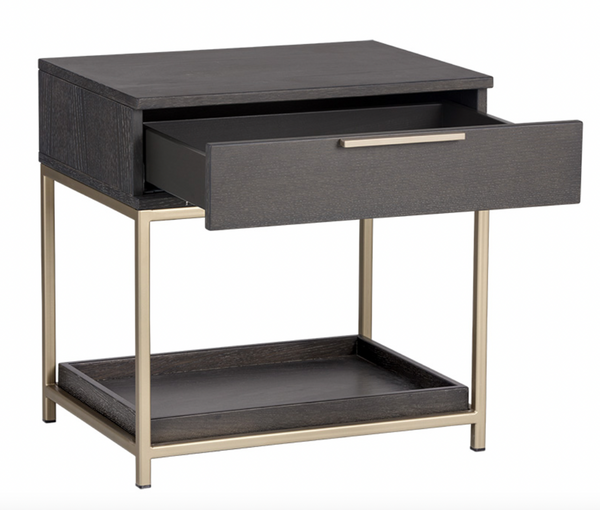 Rebel Petite Nightstand, Gold / Charcoal Grey