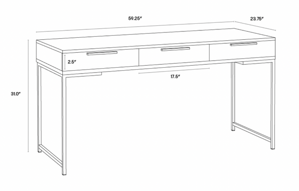 Rebel Desk, Black / Taupe, 59.25"W x 23.75"D
