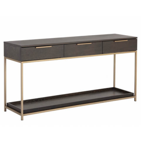 Rebel 3-Drawer Console Table, Gold / Charcoal Grey