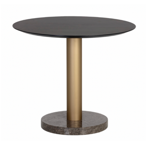 Monaco Bistro Table, Gold  / Marble & Charcoal Grey - 35.50"D x 30"H