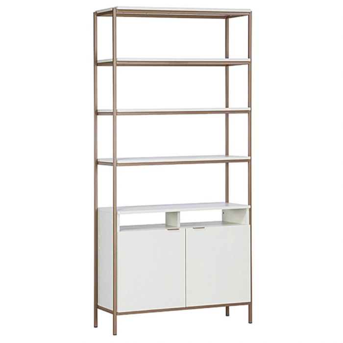 Ambrose Modular Bookcase - Champagne Gold / Cream, 39.25"W